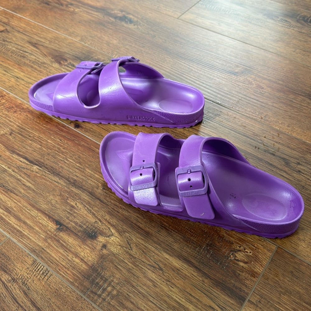 Birkenstock purple slides, size 9